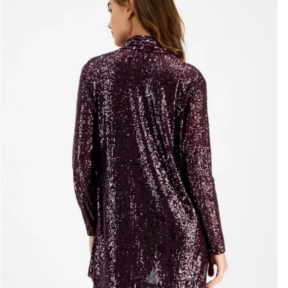 NWT Anne Klein Deep Purple Purple Sequin Blazer Jacket Evening Wear Large - Picture 2 of 10